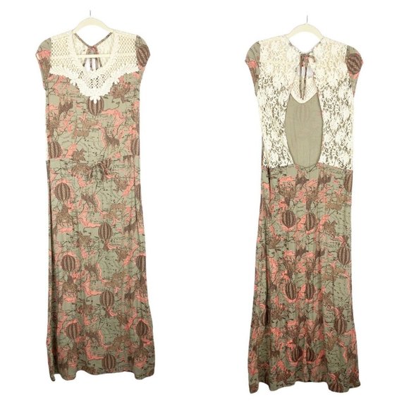 Maaji Floral Lace Maxi Dress - Cream and Brown - Picture 2 of 7